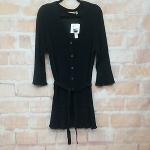 Croft & Barrow Black Knit Sweater Cardigan With Belt
